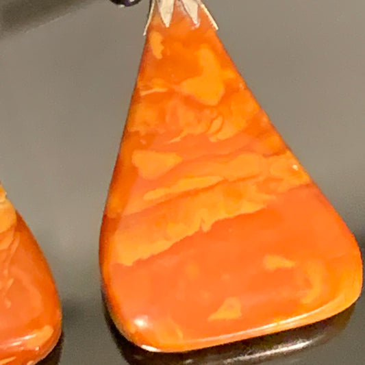 Antikke sterling sølv & mælke rav øreringe. Fra start 1900tallet