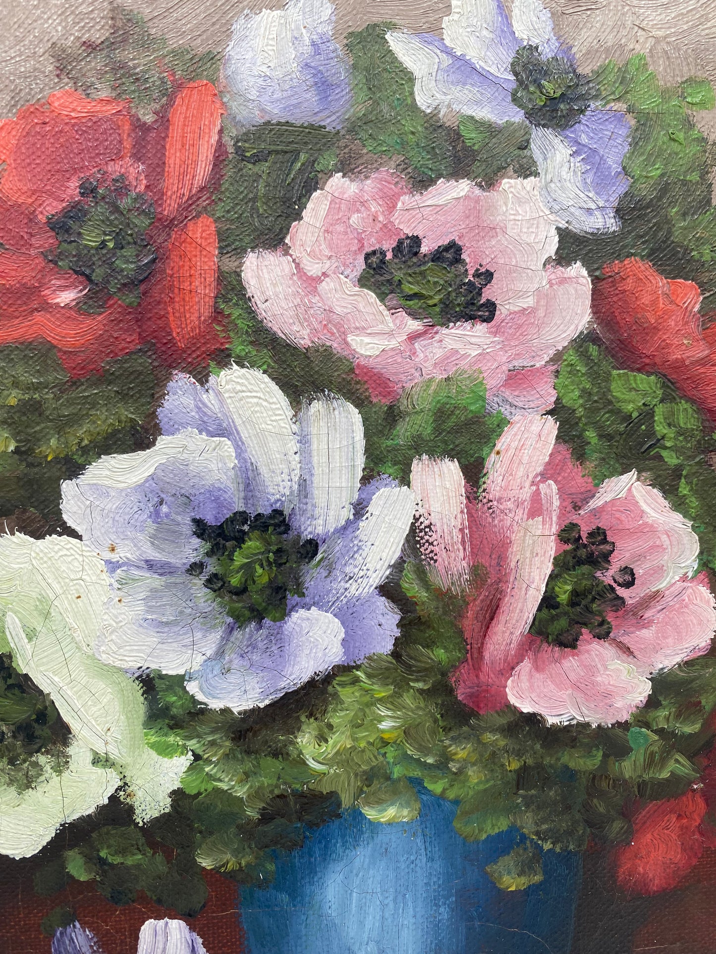 Edvin Knüppel. Blomsterstilleben, oliemaleri. Danmark. Fra midt 20. årh