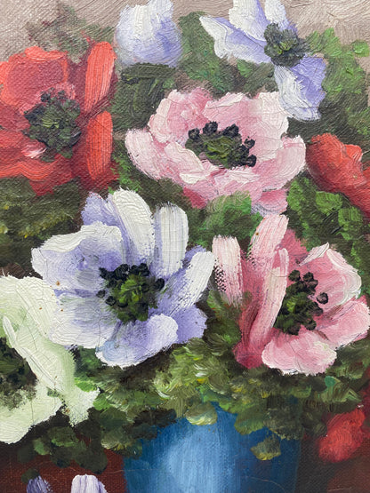 Edvin Knüppel. Blomsterstilleben, oliemaleri. Danmark. Fra midt 20. årh