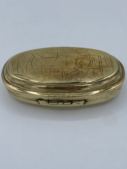 Antik tobaks æske i messing. Holland midt/slut 18.Årh