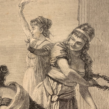 Antik dansk træsnit. En sejrrig Hærs Hjemkomst. Fra 1881.