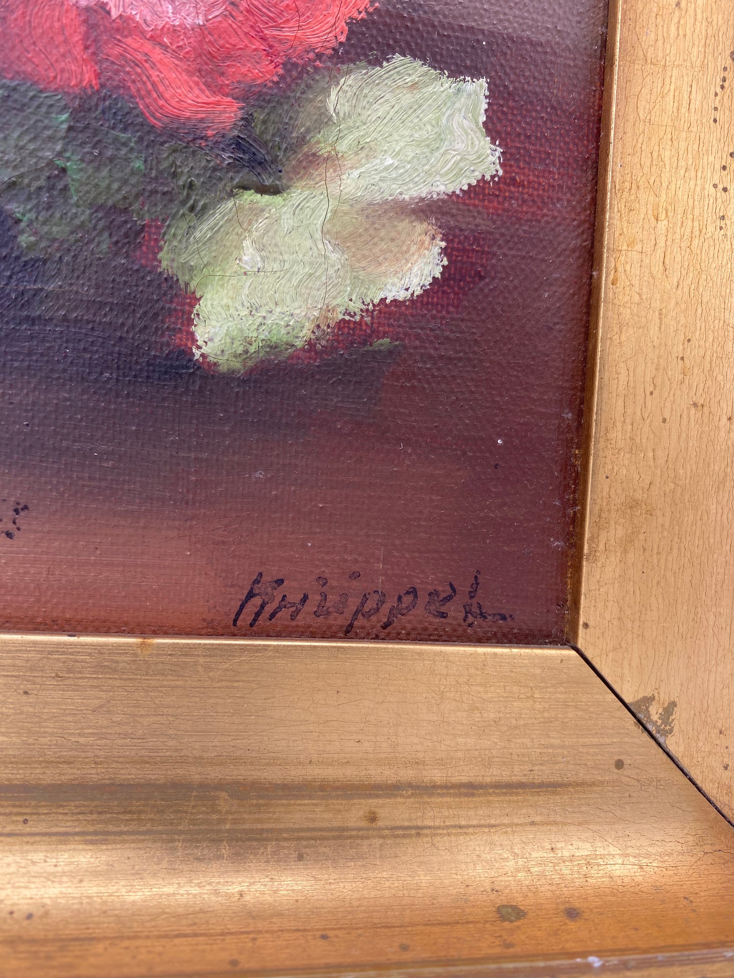 Edvin Knüppel. Blomsterstilleben, oliemaleri. Danmark. Fra midt 20. årh.