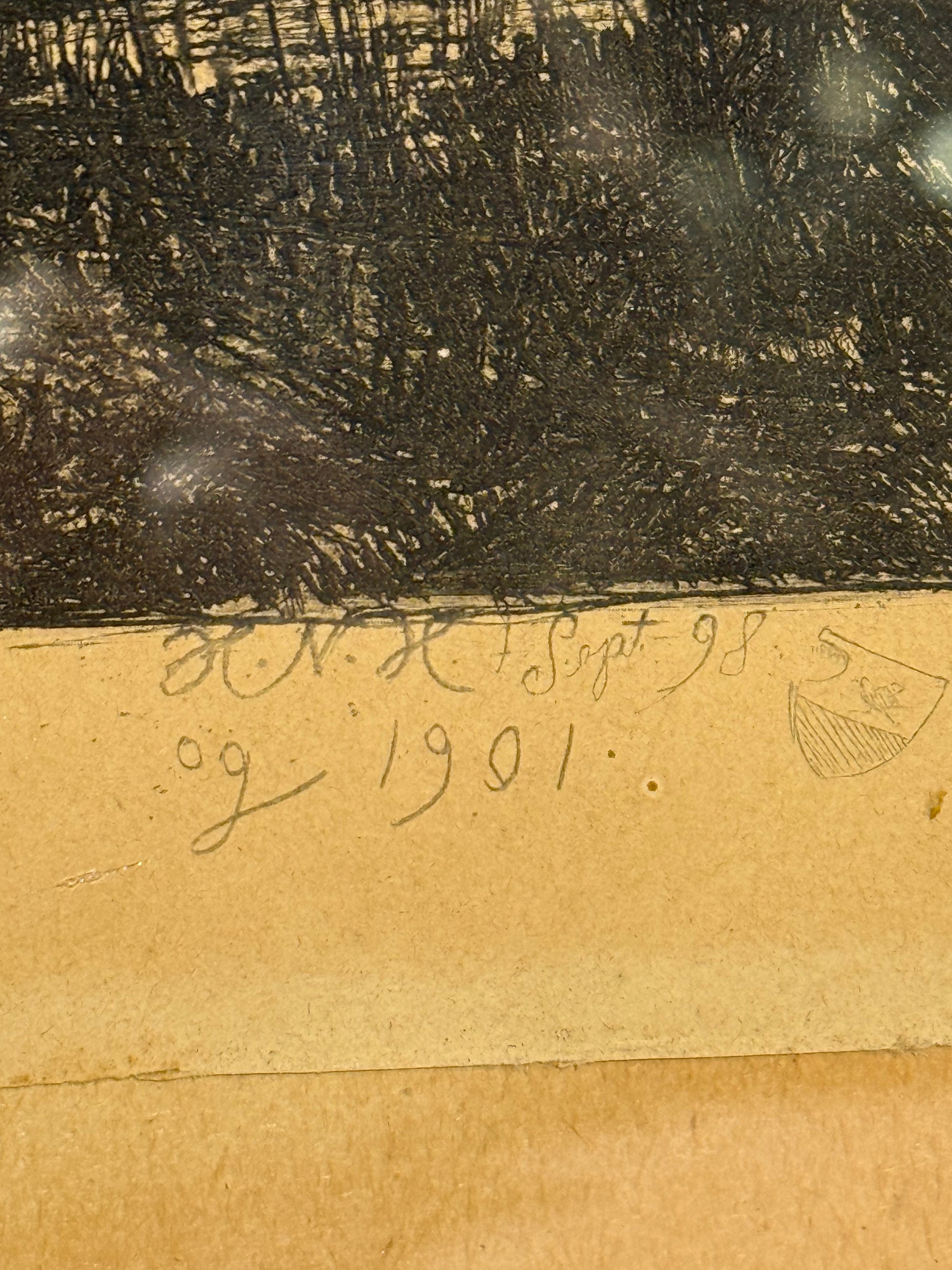 Hans Nikolaj Hansen (f.1853-1923) Radering. Jæger på heden. Slut 19./Start 20.Årh