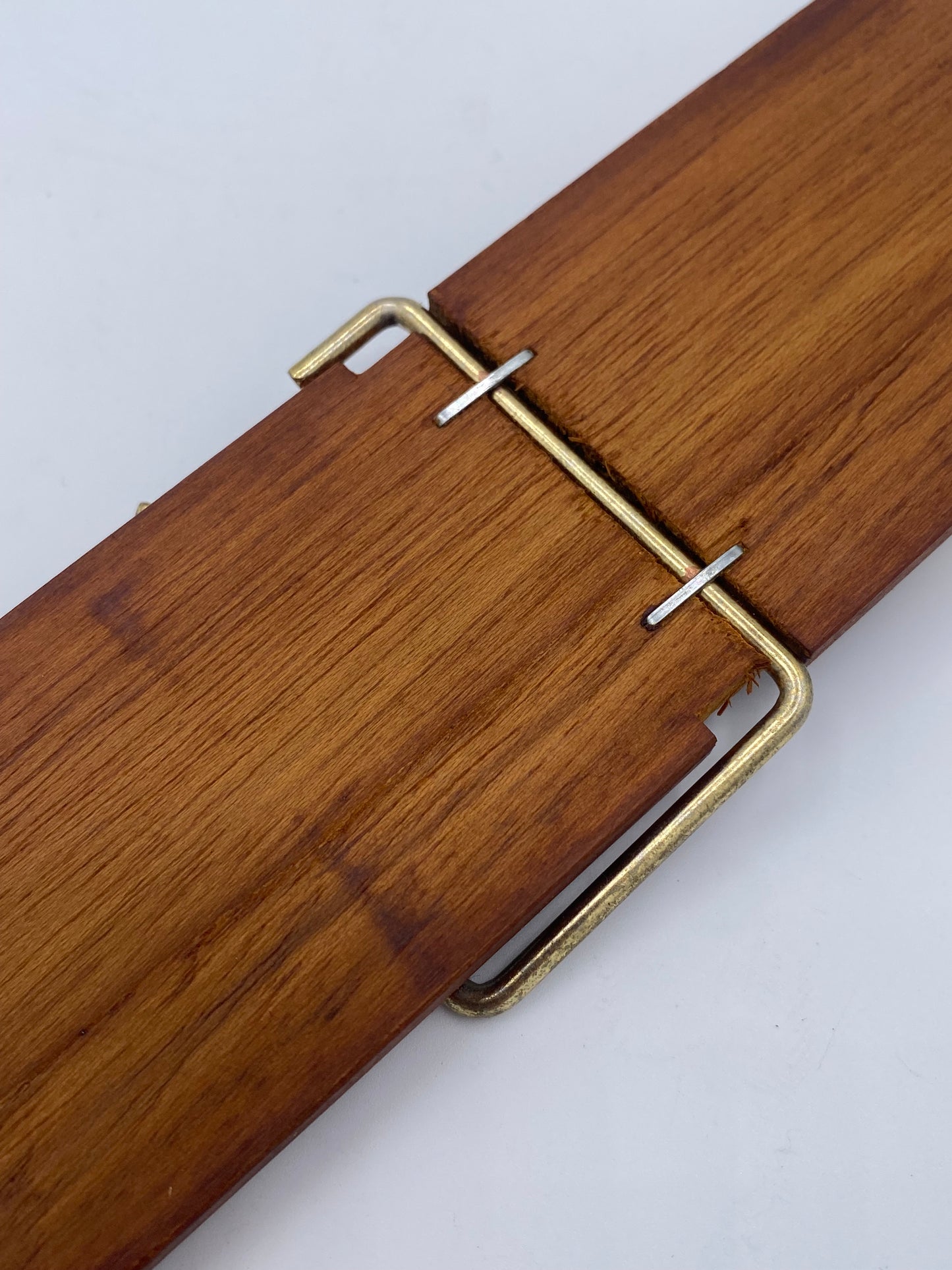 Vintage noterulle-holder med termometer. Teak og messing. Dansk. Midt 20. årh