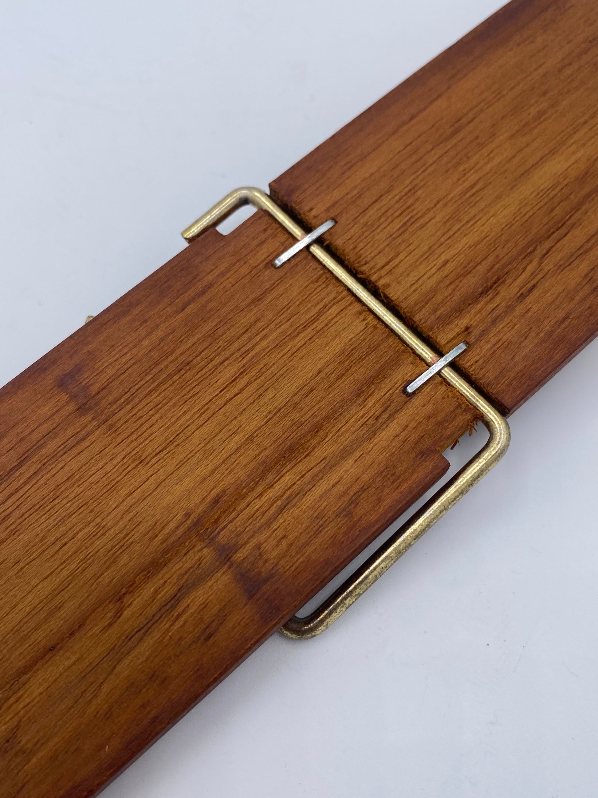 Vintage noterulle-holder med termometer. Teak og messing. Dansk. Midt 20. årh