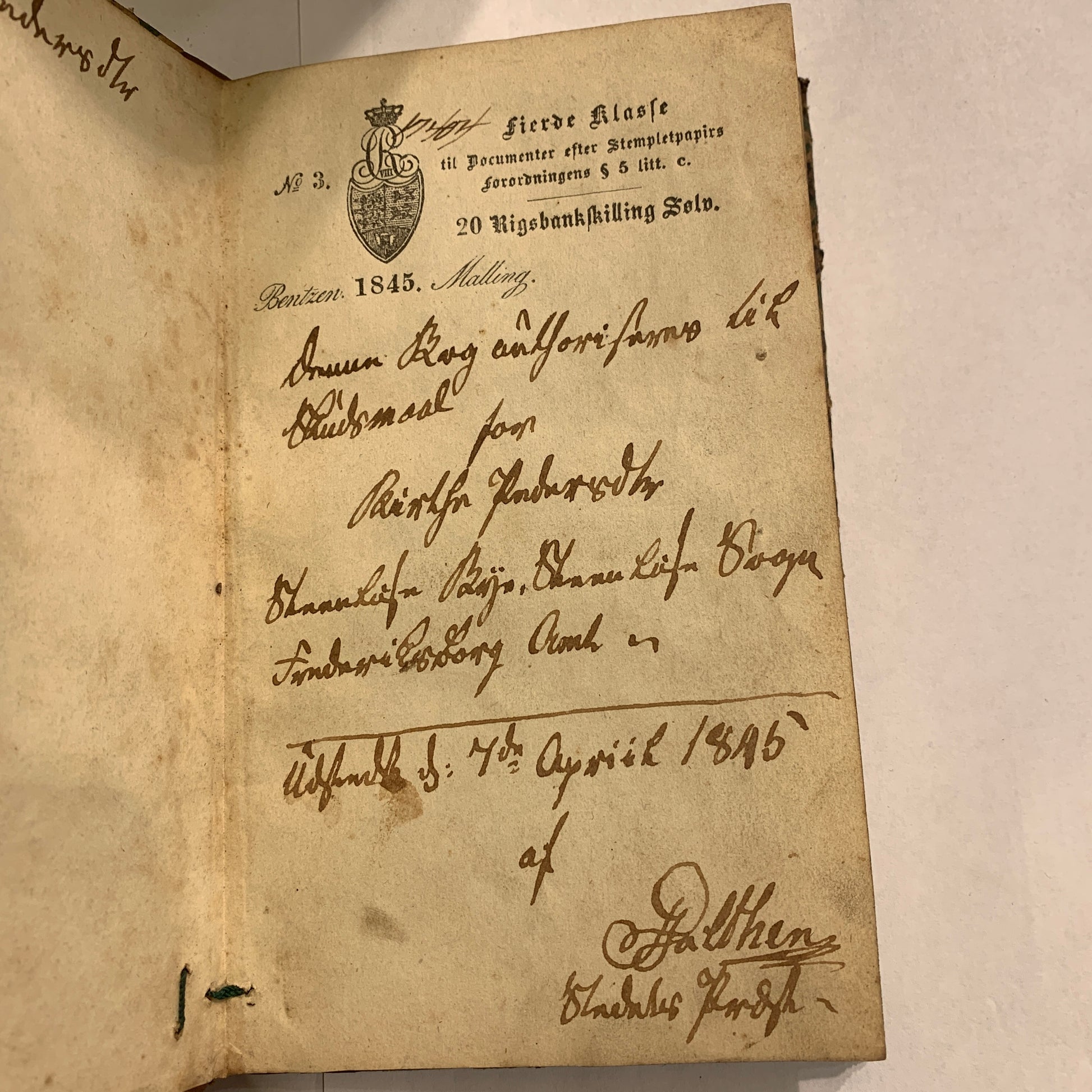 Skudsmaalsbog med lak segl-Martha Pedersdatter, fra 1845