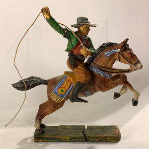 Elastolin Western figur, med hest, fra 1930/40érne.