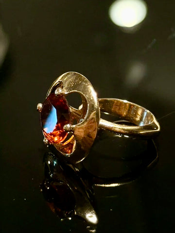 Hermann Siersbøl (1948-64) Stor 14K guld cocktail ring med Orange citrin.