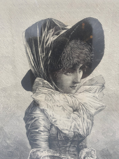 I Think. Antique Danish woodcut engraving. From 1881.