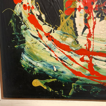 Ældre Abstrakt oliemaleri, signeret STRØ-70.