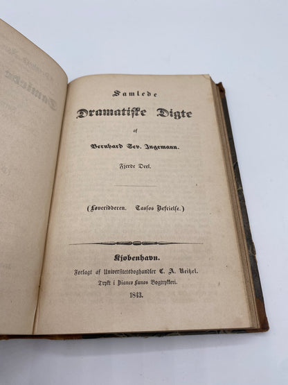 Samlede Dramatiske Digte. Af Bernhard Sev. Ingemann. 3. Og 4. Del. Antikvarisk dansk bog. 1. Udgave. 1. Oplag. Fra 1843