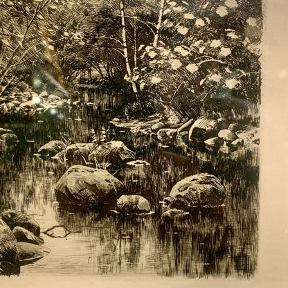 Peder Mørk Mønsted (f.1859-1941.) Radering af skovparti, fra 1902.