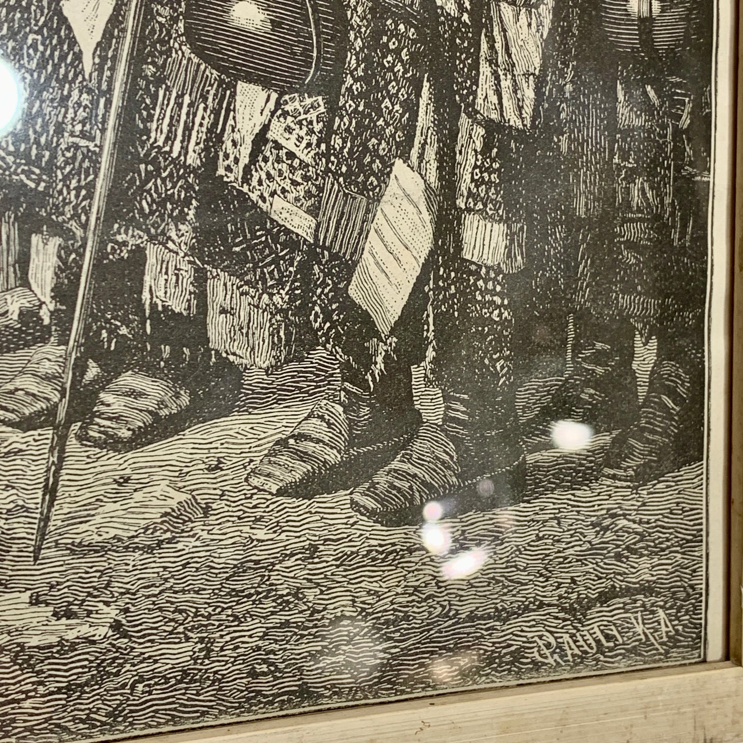Antique Danish woodcut. Singing Dervishes. From 1887.