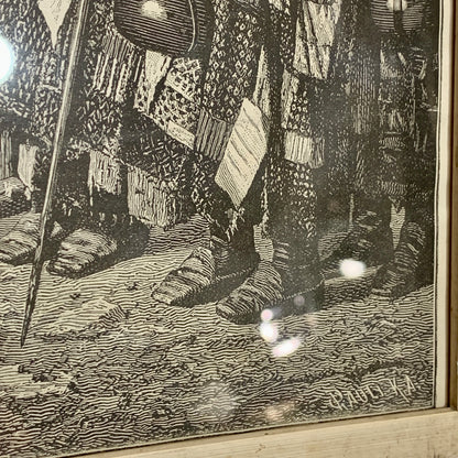Antique Danish woodcut. Singing Dervishes. From 1887.
