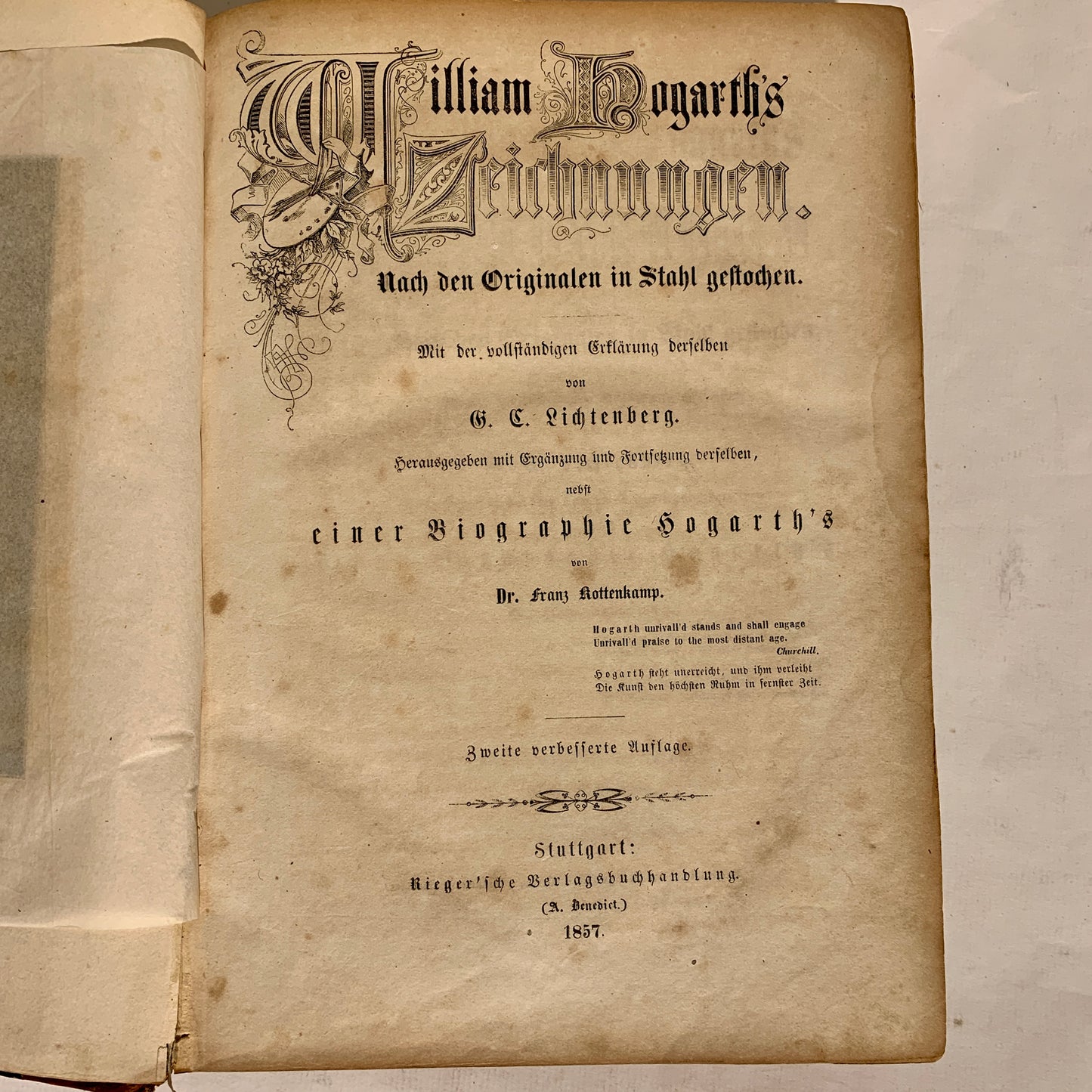 William Hogarth's Zeichnungen. Antikvarisk tysk bog. Fra 1857.