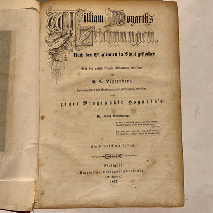 William Hogarth's Zeichnungen. Antikvarisk tysk bog. Fra 1857.