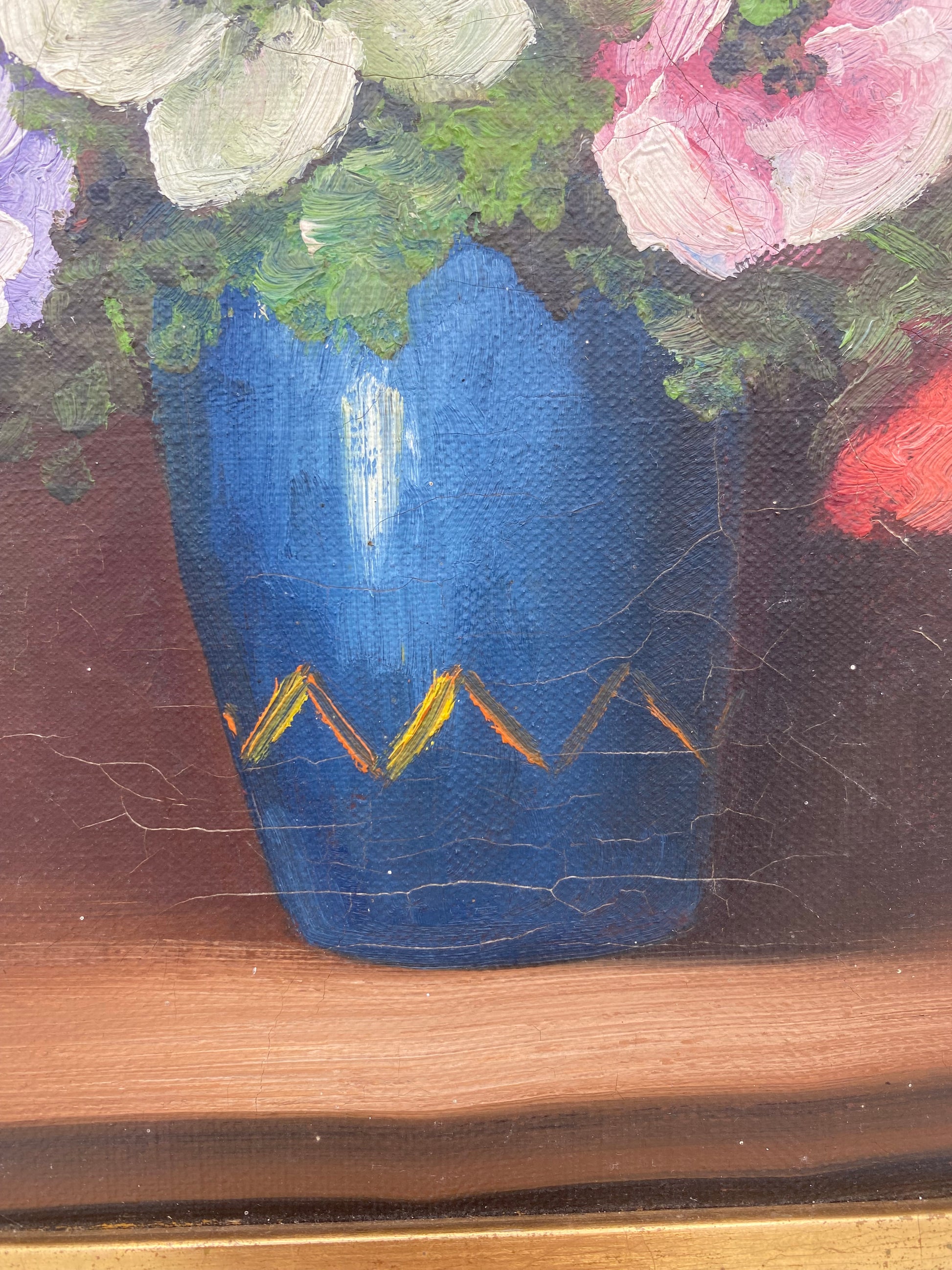 Edvin Knüppel. Blomsterstilleben, oliemaleri. Danmark. Fra midt 20. årh
