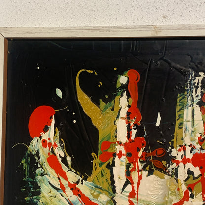 Ældre Abstrakt oliemaleri, signeret STRØ-70.