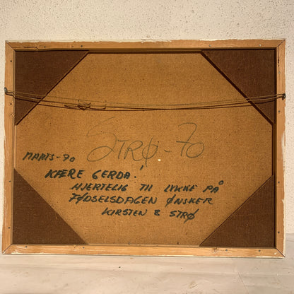 Ældre Abstrakt oliemaleri, signeret STRØ-70.