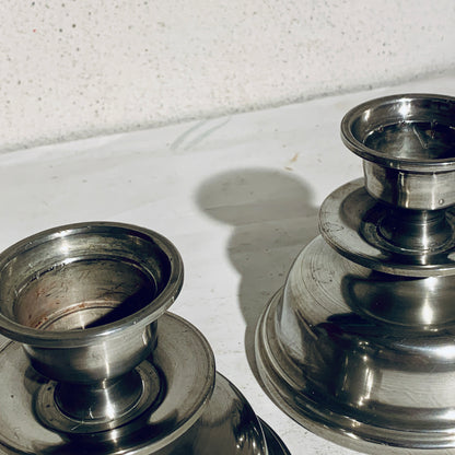 Ældre tin lysestager, fra start/midt 1900 tallet.