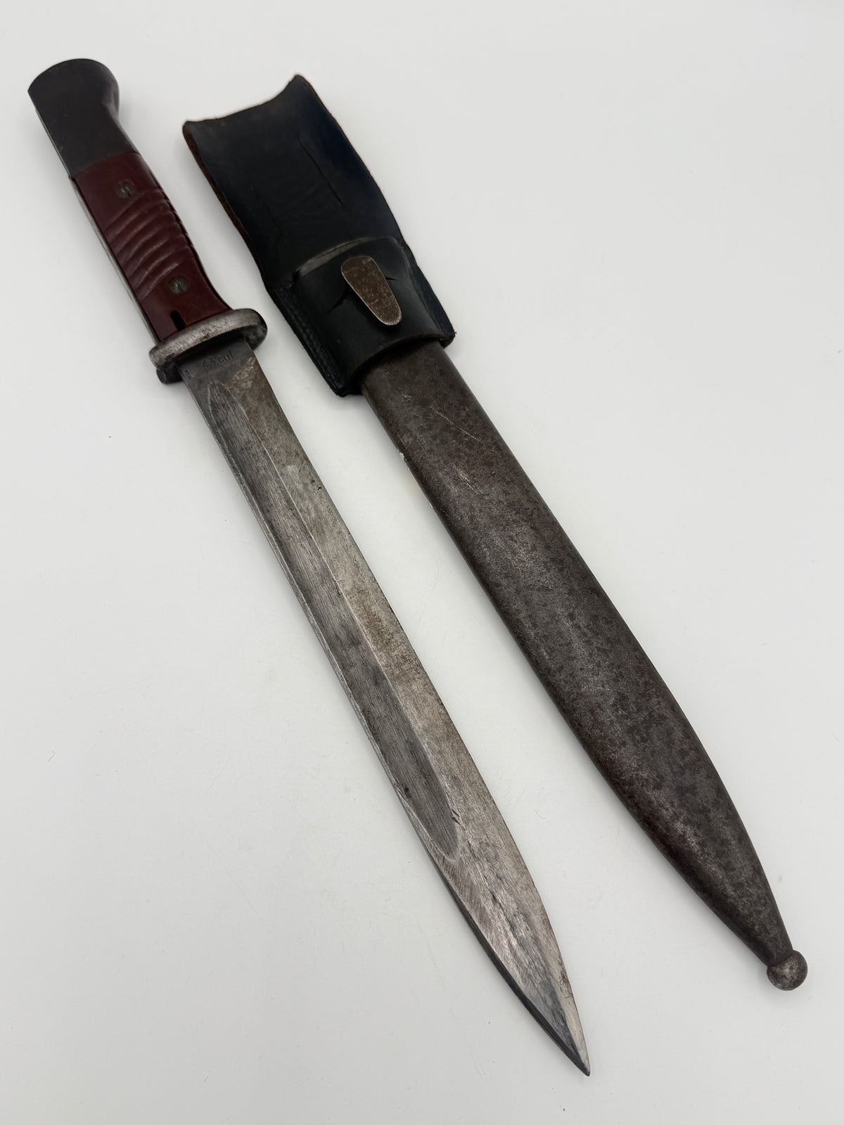 Tysk WW2 nummer-ens Ernst Pack & Söhne Mauser K98 S84/98 III bajonet med frø