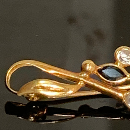 ❗️EFTERLYSNING STJÅLET❗️Vintage 18K guld broche med safirer og zirconer, Italien.