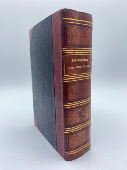 Oehlenschlägers Romantiske Dramaer. Af Adam Oehlenschläger. 1. Og 2. Del. Antikvarisk dansk bog. 1. Udgave. 1. Oplag. Fra 1857