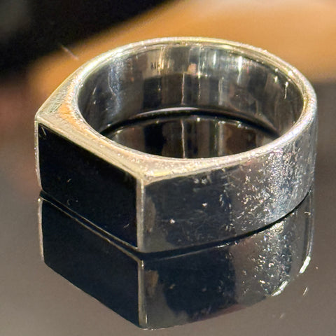 Vintage Sølv herre signet ring med Onyx.