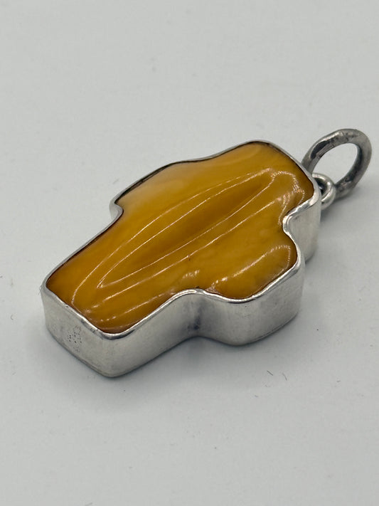 Vintage Butterscotch mælke rav & Sterlingsølv vedhæng. Gstad, Polen. Fra 1980érne