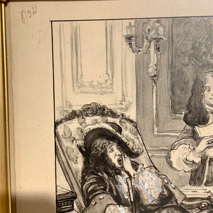 Viggo Jastrau (f.1857-1946.) Illustration af Christian V til Carl Ewald bog. Fra 1925.