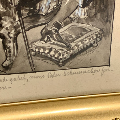 Viggo Jastrau (f.1857-1946.) Illustration af Christian V til Carl Ewald bog. Fra 1925.