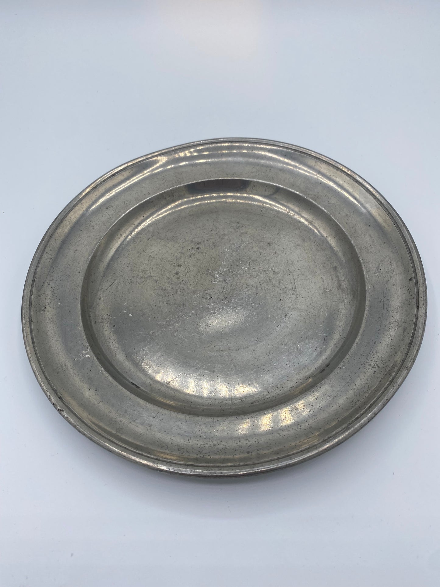 Tysk Fein Zinn tin tallerken fra midt 19. Årh