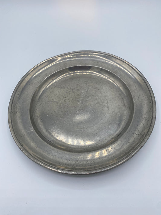 Tysk Fein Zinn tin tallerken fra midt 19. Årh