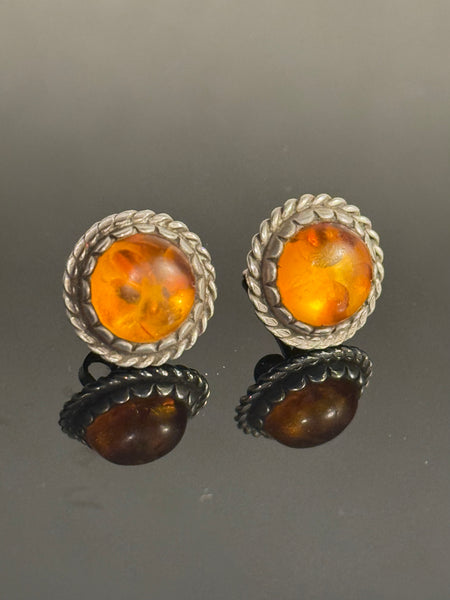 Vintage sterling sølv og rav ørestikker.