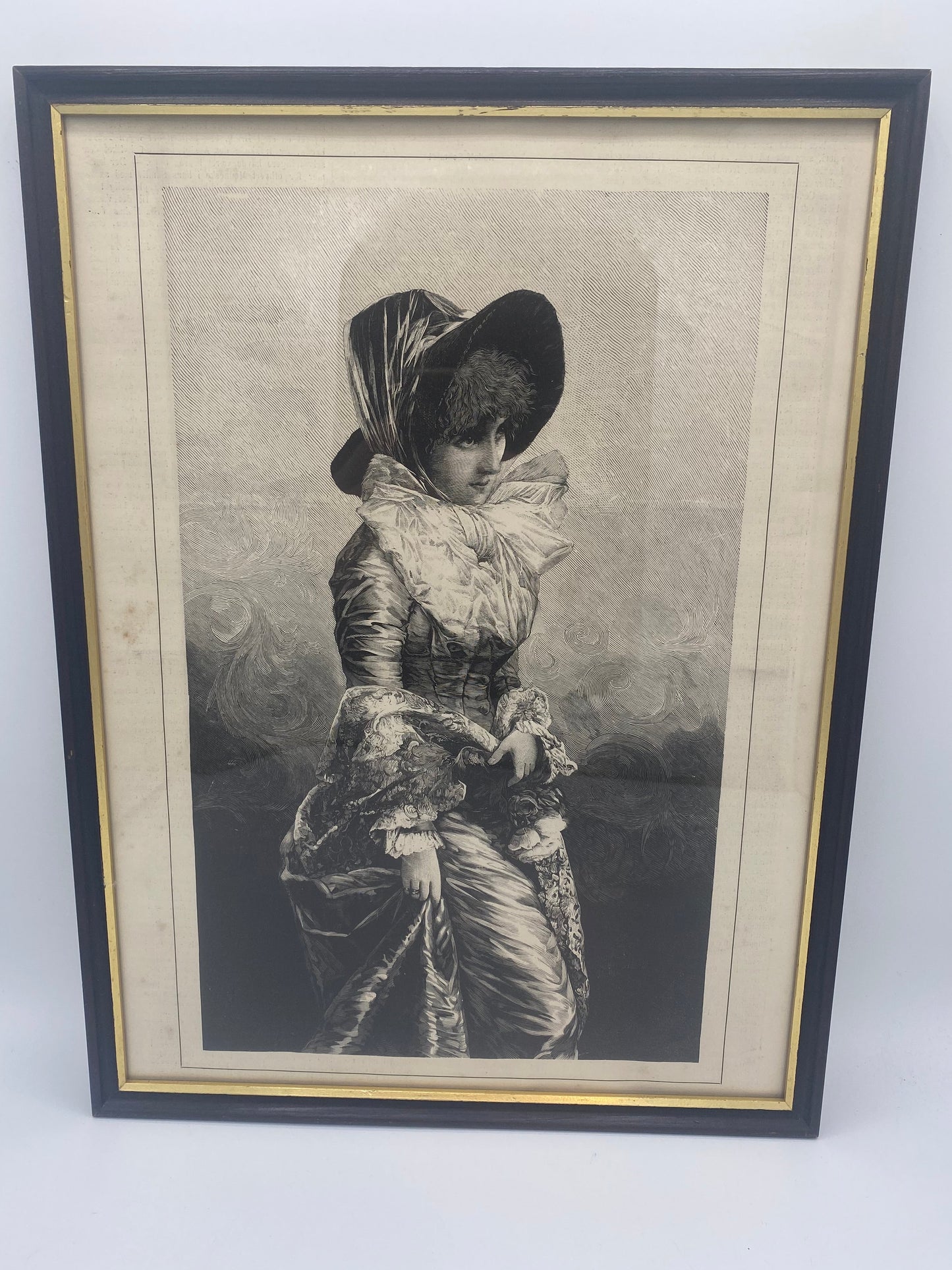 I Think. Antique Danish woodcut engraving. From 1881.
