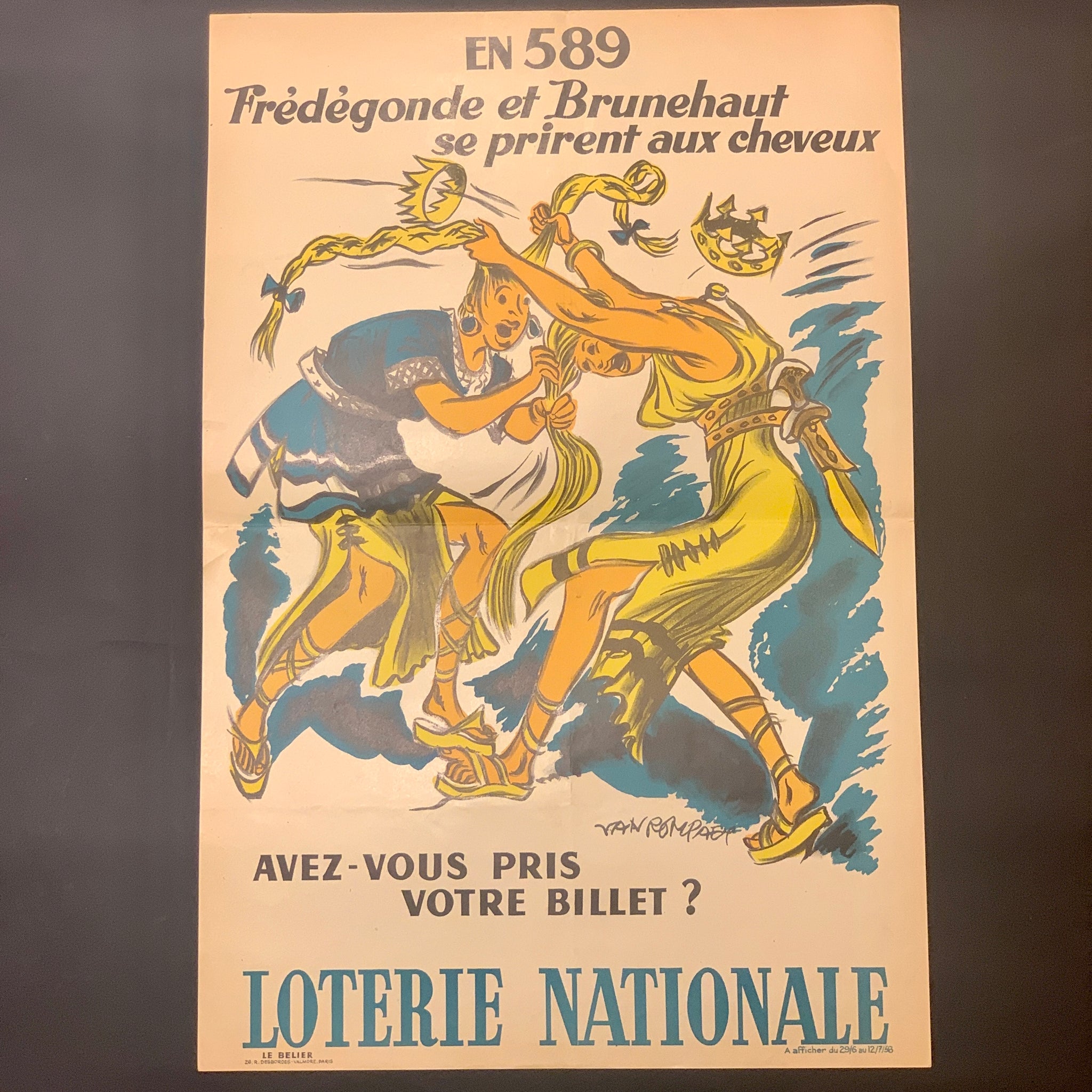 Fransk Van Rompaey “Loterie Nationale”plakat, fra 1958.