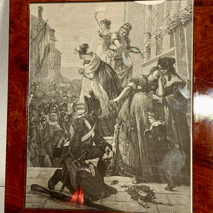 Antik dansk træsnit. En sejrrig Hærs Hjemkomst. Fra 1881.