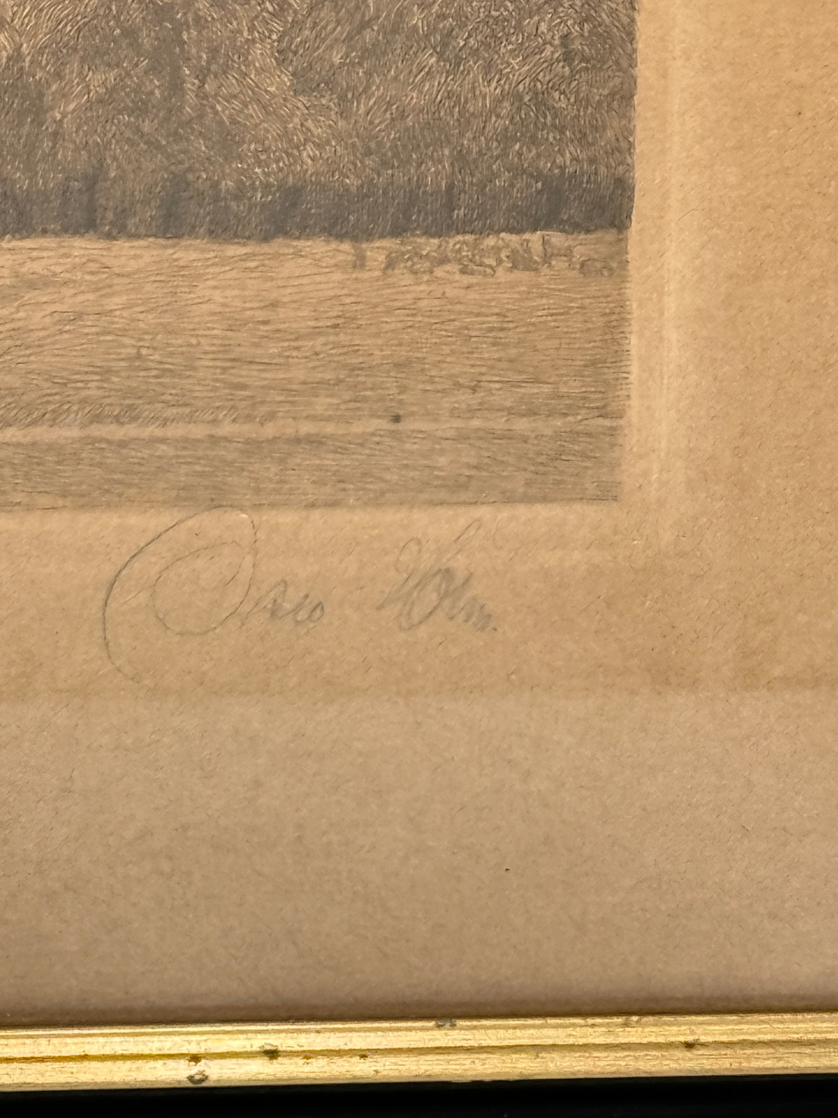 Otto Holm (f.1879-1966.) Radering af Peter Lieps hus, Dyrehaven nord for København. Fra 1920/30érne