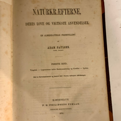 Adam Poulsen. Naturkræfterne. Antikvarisk bog. 1.Udgave. 1.Oplag. Fra 1874.