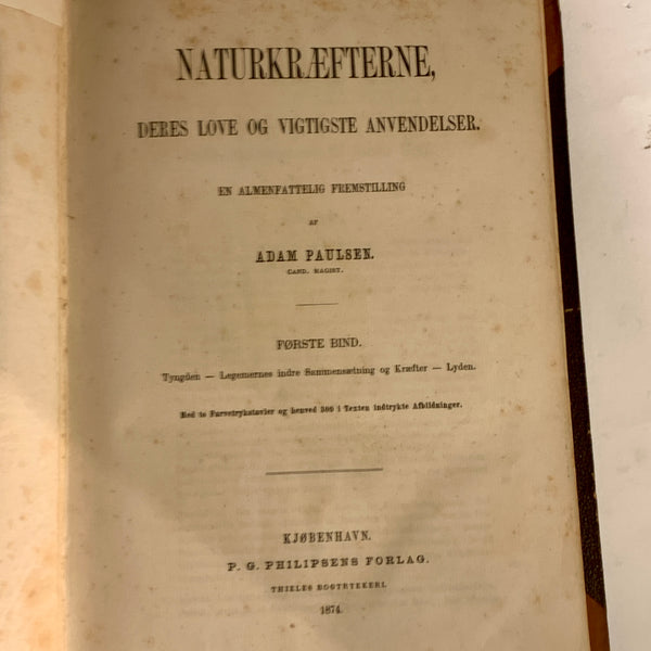 Adam Poulsen. Naturkræfterne. Antikvarisk bog. 1.Udgave. 1.Oplag. Fra 1874.