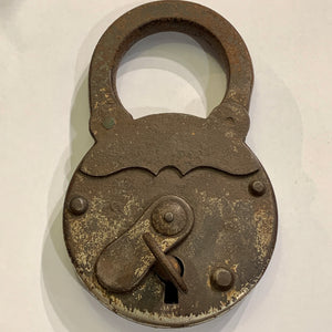 Antik tysk stor Hængelås med nøgle, fra 1800 tallet.