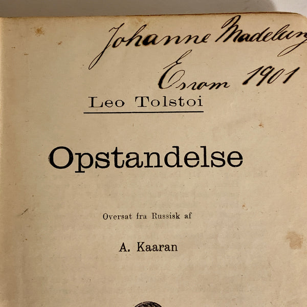 Leo Tolstoy. Opstandelse. Antikvarisk norsk bog. Fra 1900.