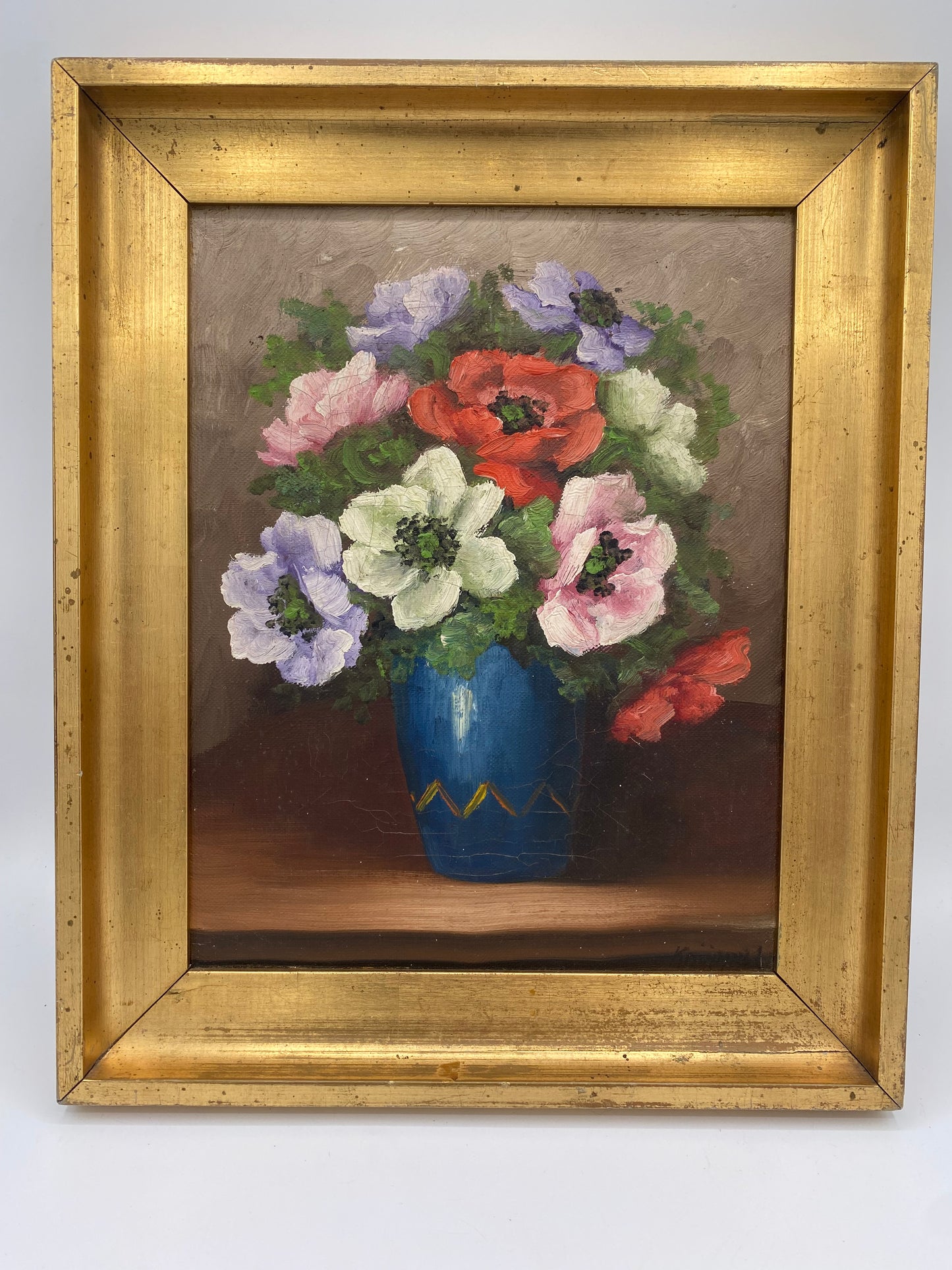 Edvin Knüppel. Blomsterstilleben, oliemaleri. Danmark. Fra midt 20. årh