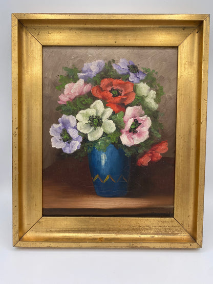 Edvin Knüppel. Blomsterstilleben, oliemaleri. Danmark. Fra midt 20. årh