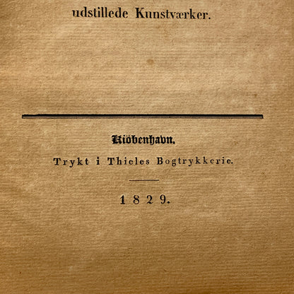 Kgl. Akademie. Antik kunst hæfte fra 1829. 1.Udgave, 1.Oplag.