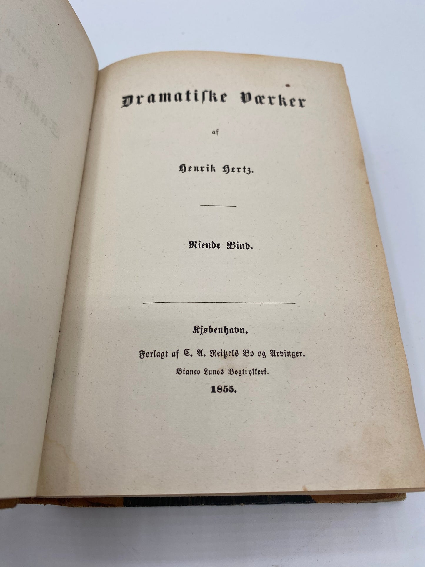 Dramatiske Værker. Af Henrik Hertz. 9. Og 10. Bind. Antikvarisk dansk bog. 1. Udgave. 1. Oplag. Fra 1855