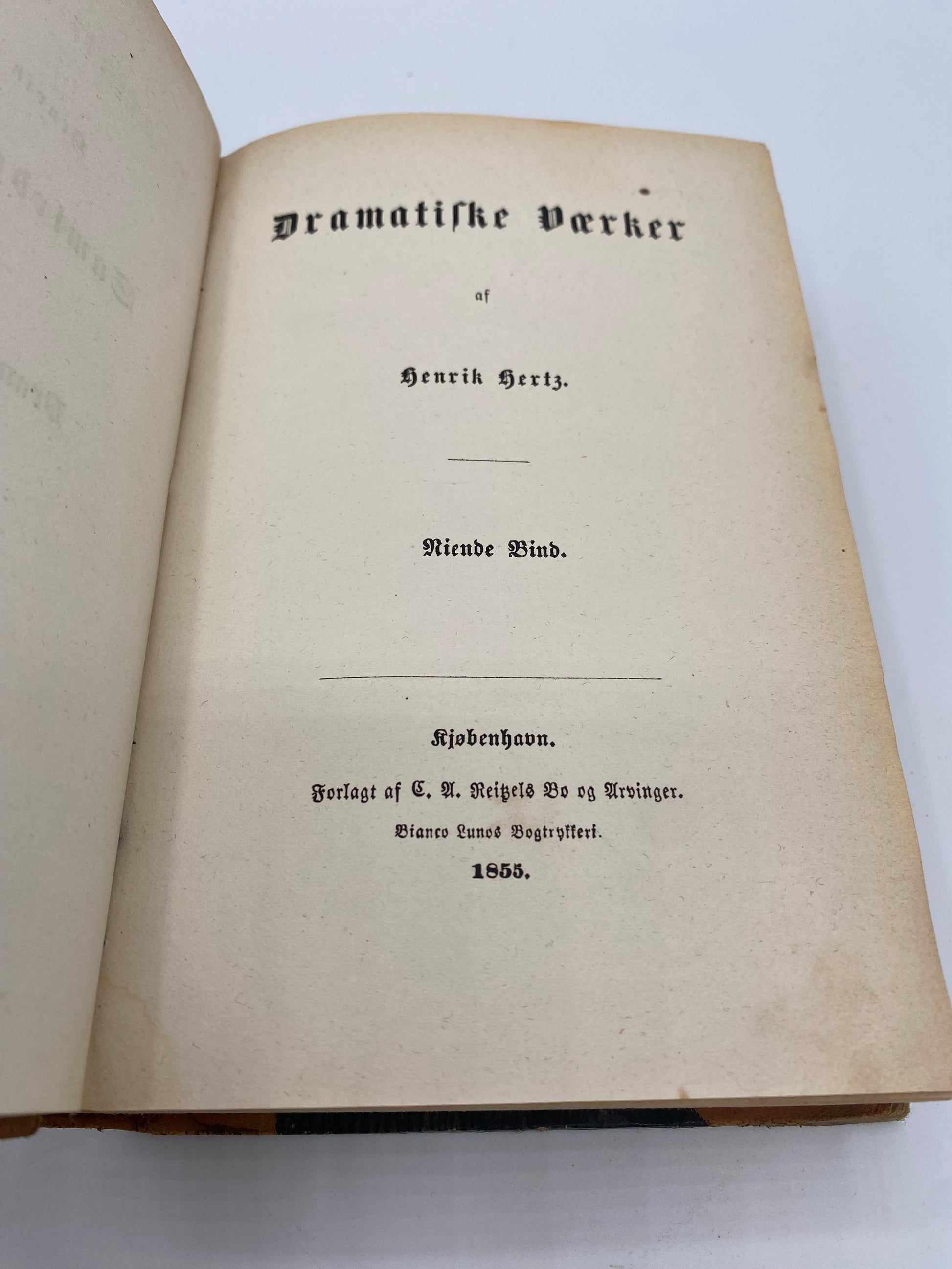 Dramatiske Værker. Af Henrik Hertz. 9. Og 10. Bind. Antikvarisk dansk bog. 1. Udgave. 1. Oplag. Fra 1855