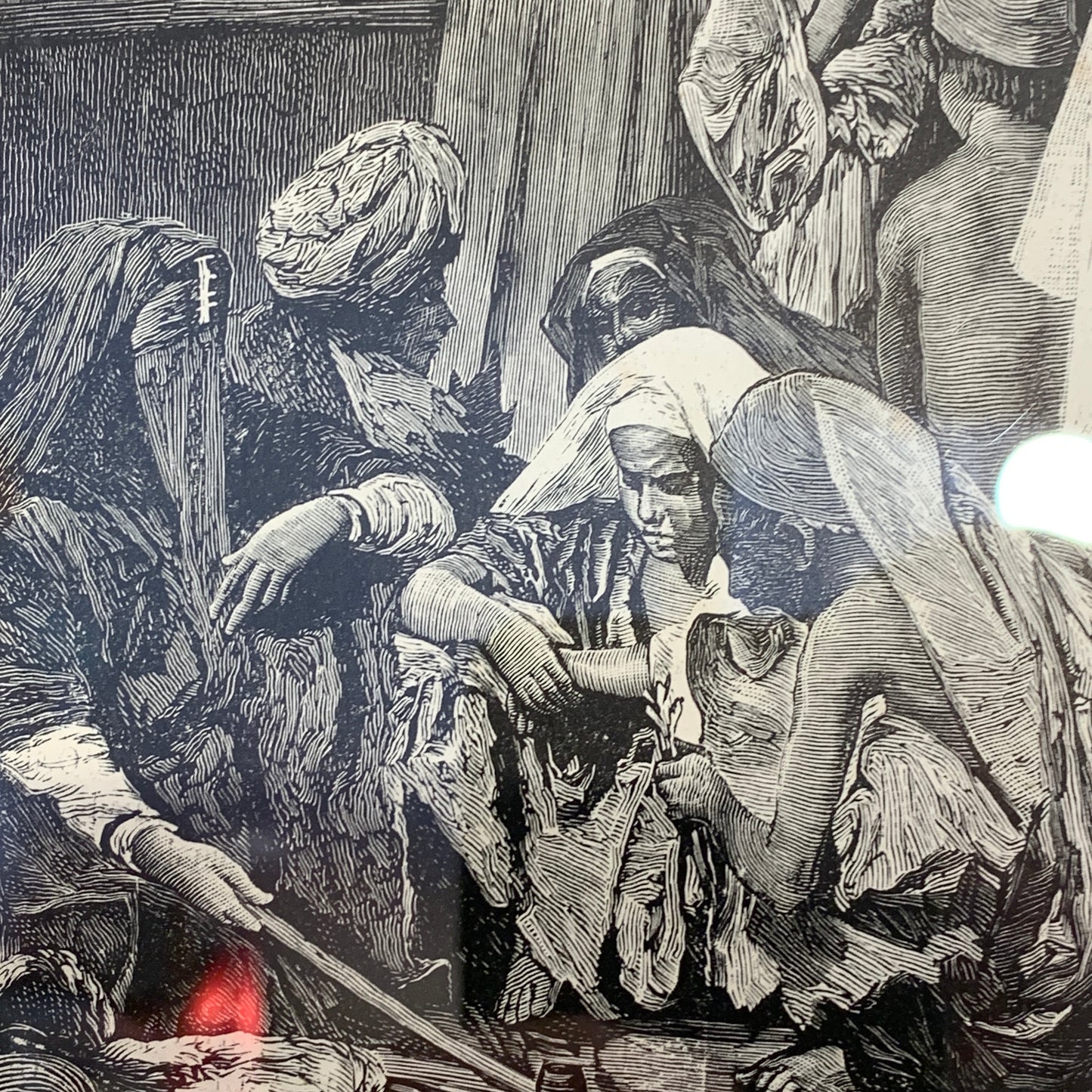 Antique Danish woodcut. Bazaar in Cairo. From 1881.