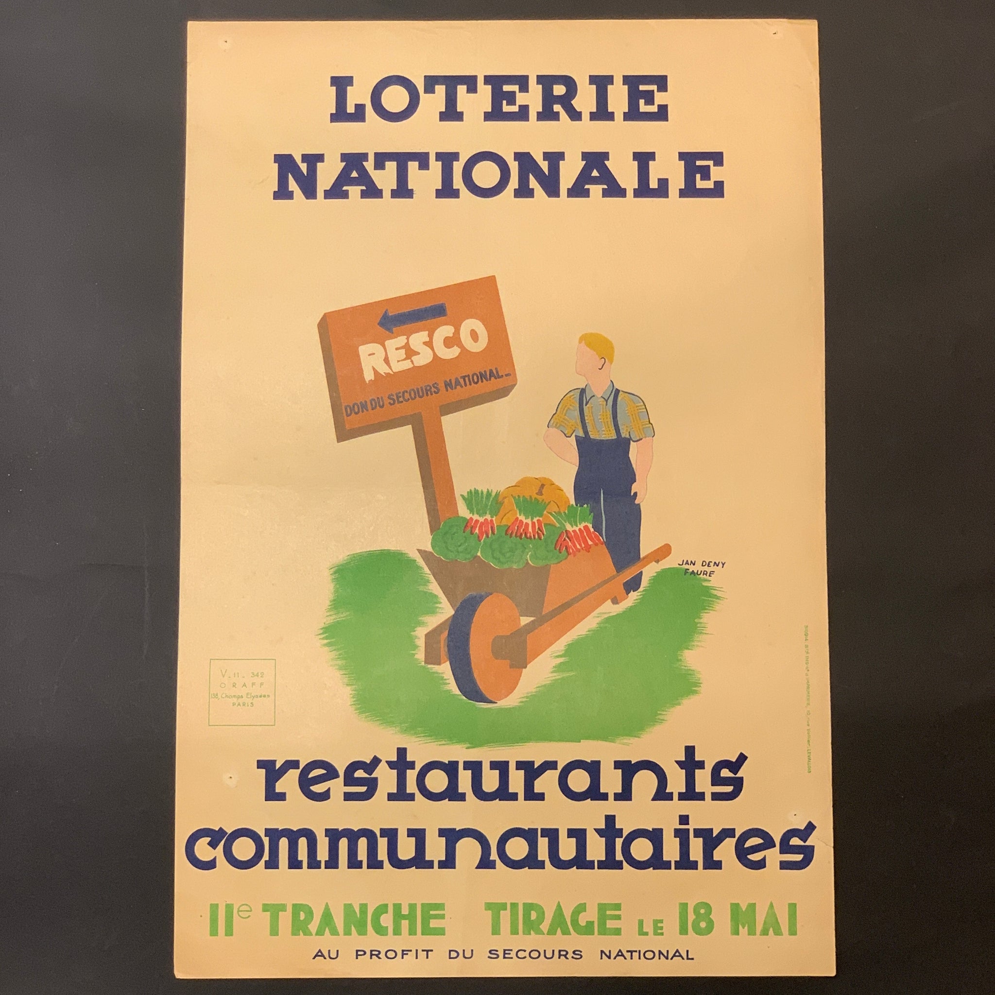 Fransk Jan-Deny Faure “Loterie Nationale”plakat, fra 1943.