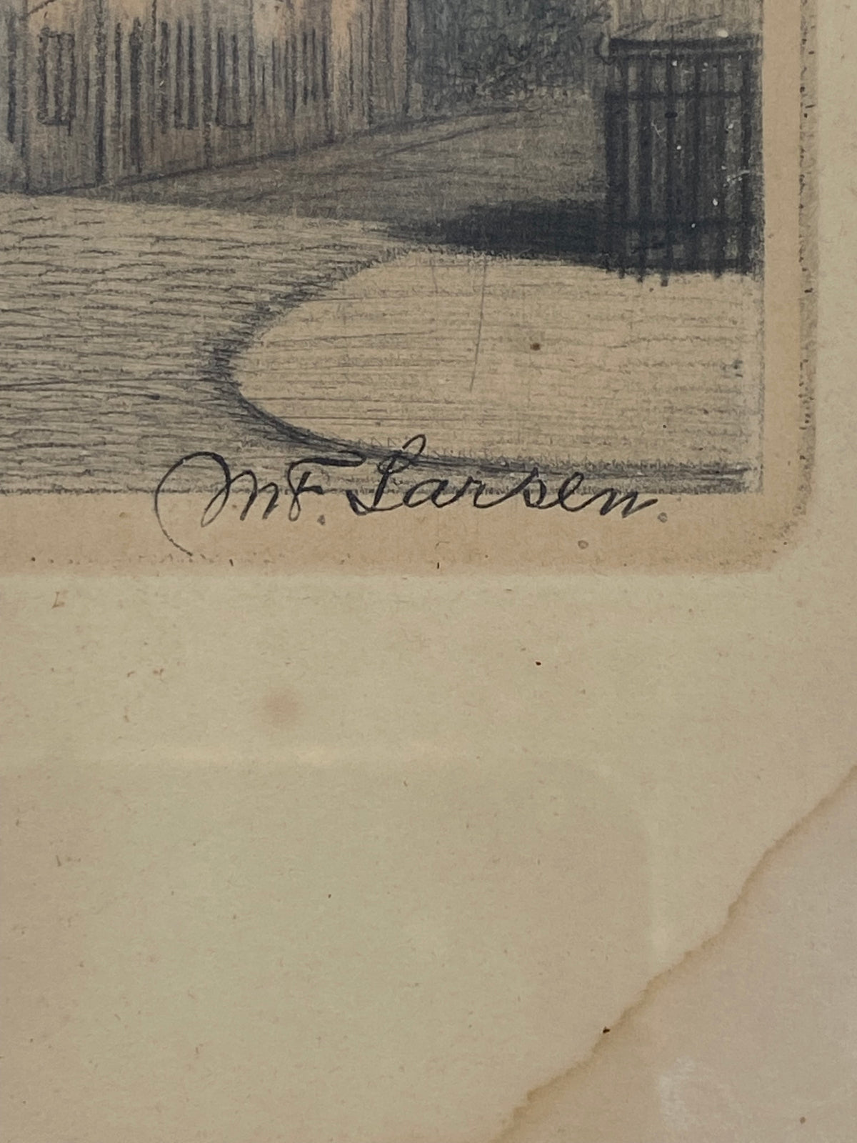 Et vintage billede af Martin Frederik Larsen, der har raderet Vor Frelsers Kirke i København. Billede er signeret og dateret